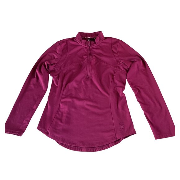 Spyder Active Womens Half-Zip Performance Pullover In Burgundy Medium - Picture 2 of 10